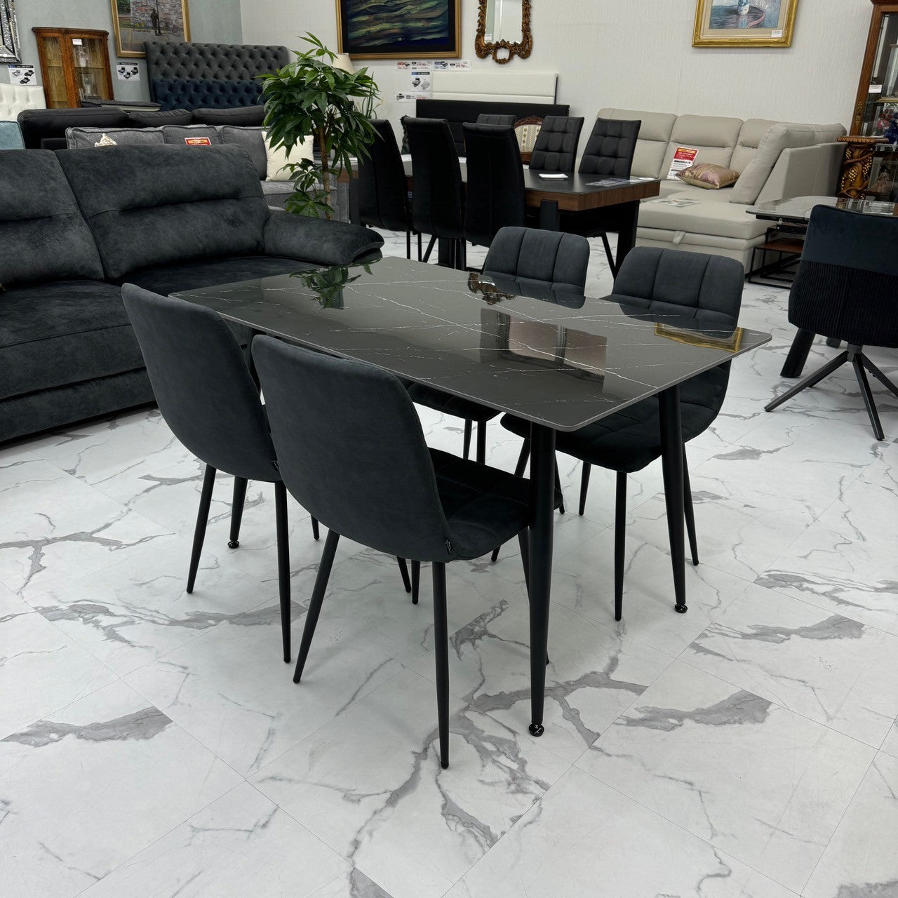 ダイニングテーブル MuranoⅢ 135 (ムラノⅢ 135)グレー 、ペルラⅡ 4脚 セット