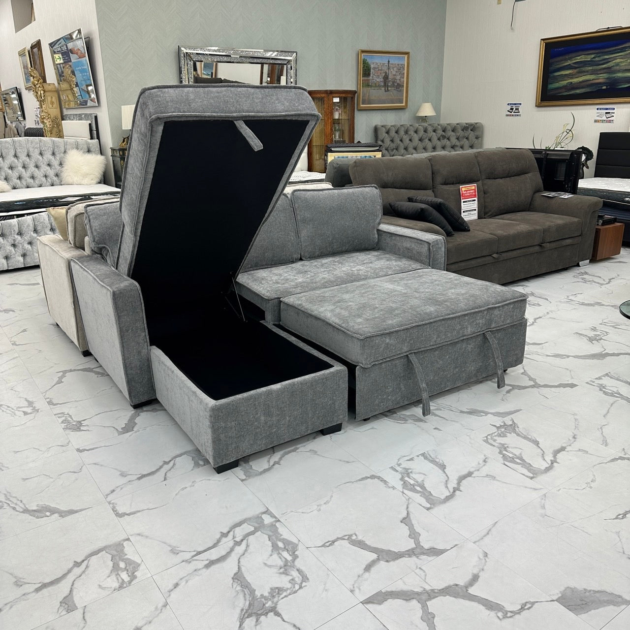 MoCa sofa bed with lift-up storage