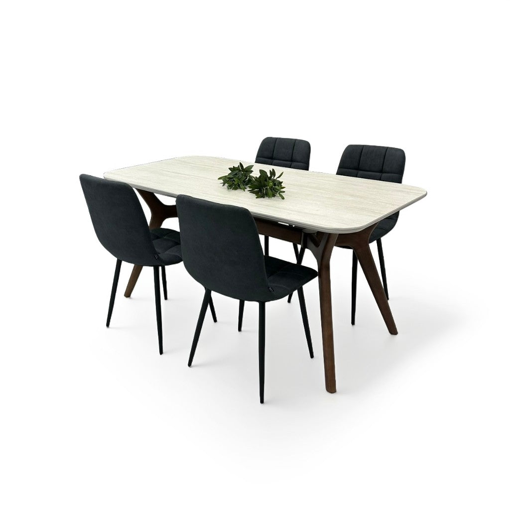 Capri 150 ダイニングテーブル、Perla Ⅱチェア ×4脚セット