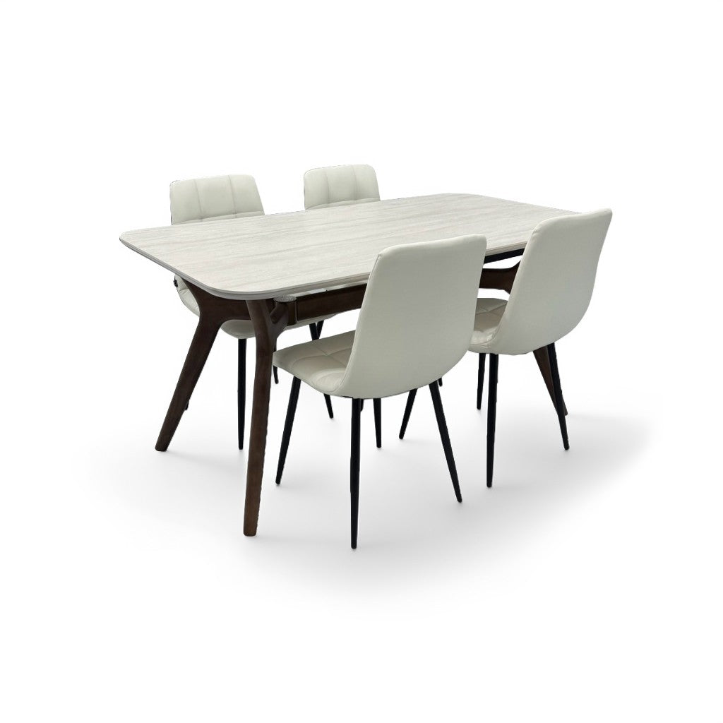 Capri 150 ダイニングテーブル、Perla Ⅱチェア ×4脚セット