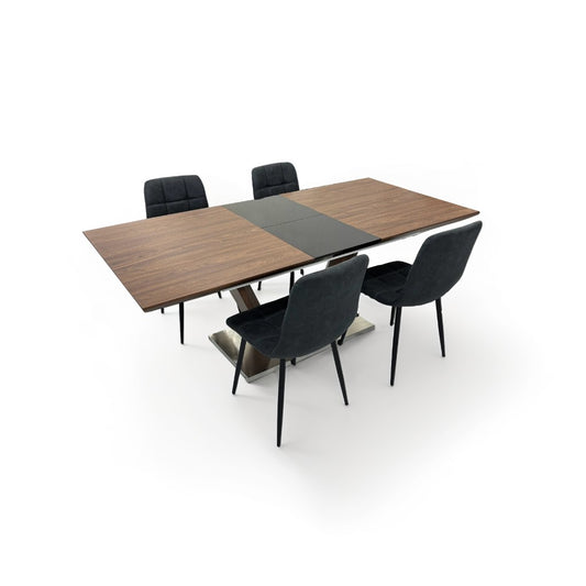 伸長式ダイニングテーブルセット4人掛け (Milano BR、PerlaⅡ)