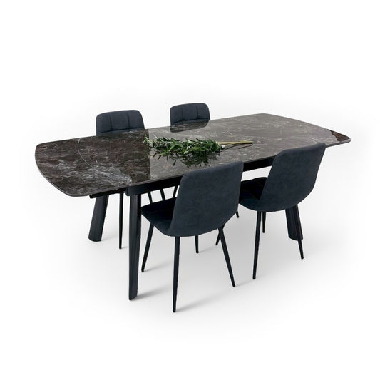 伸長式ダイニングテーブルセット4人掛け (Milano2 BR、PerlaⅡ)