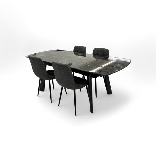 伸長式ダイニングテーブルセット4人掛け (Milano2 BR、PerlaⅡ)