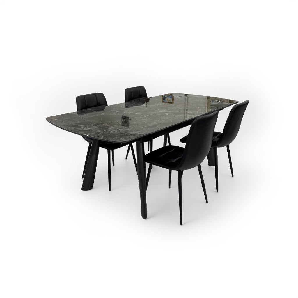 伸長式ダイニングテーブルセット4人掛け (Milano2 BR、PerlaⅡ)