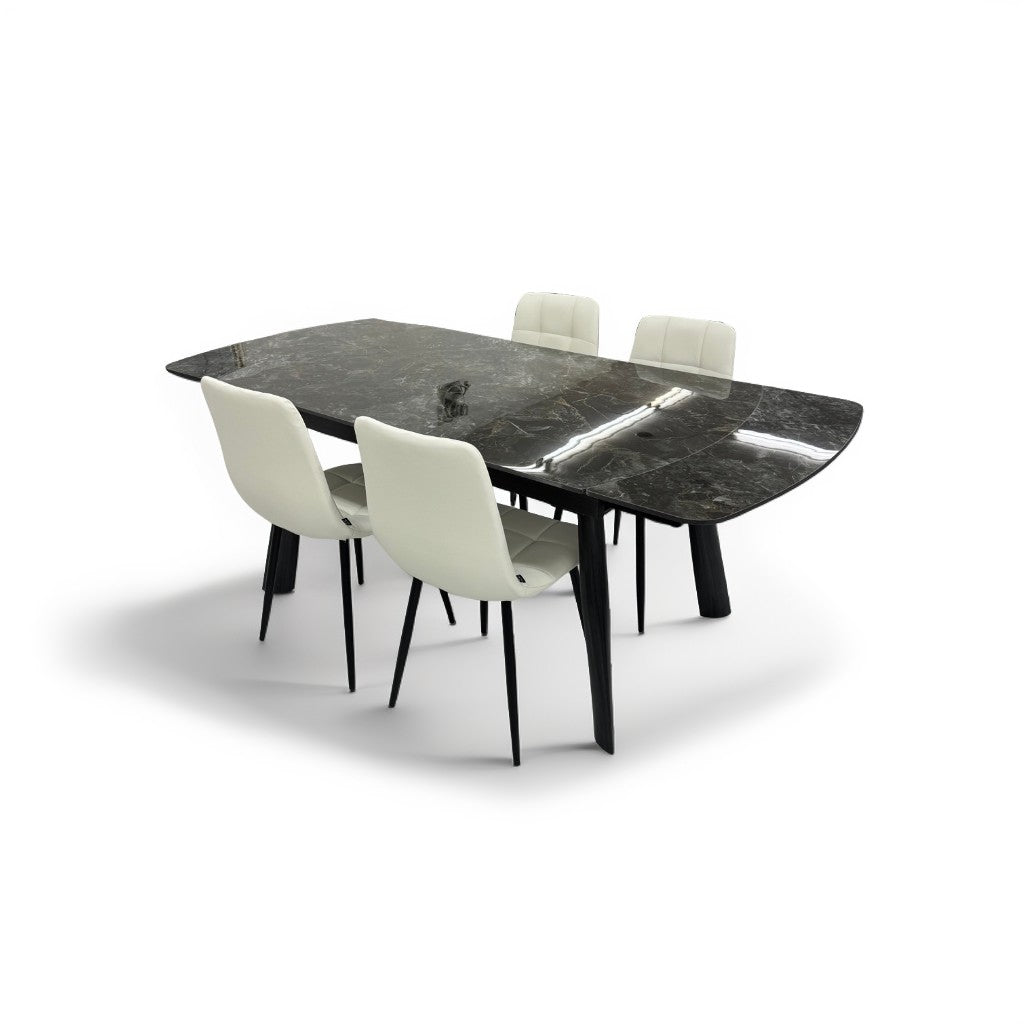 伸長式ダイニングテーブルセット4人掛け (Milano2 BR、PerlaⅡ)