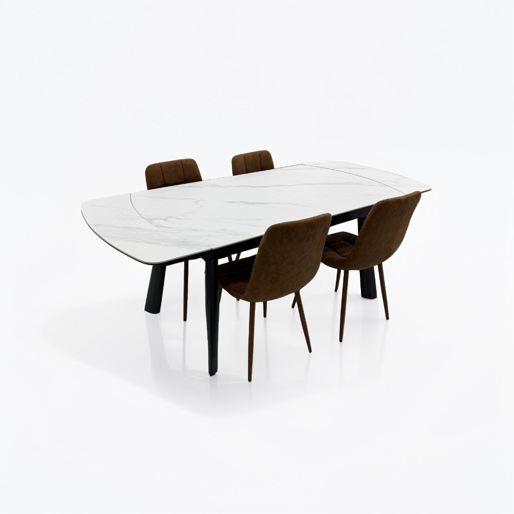 伸長式ダイニングテーブルセット4人掛け (Milano2 WH、PerlaⅡ)