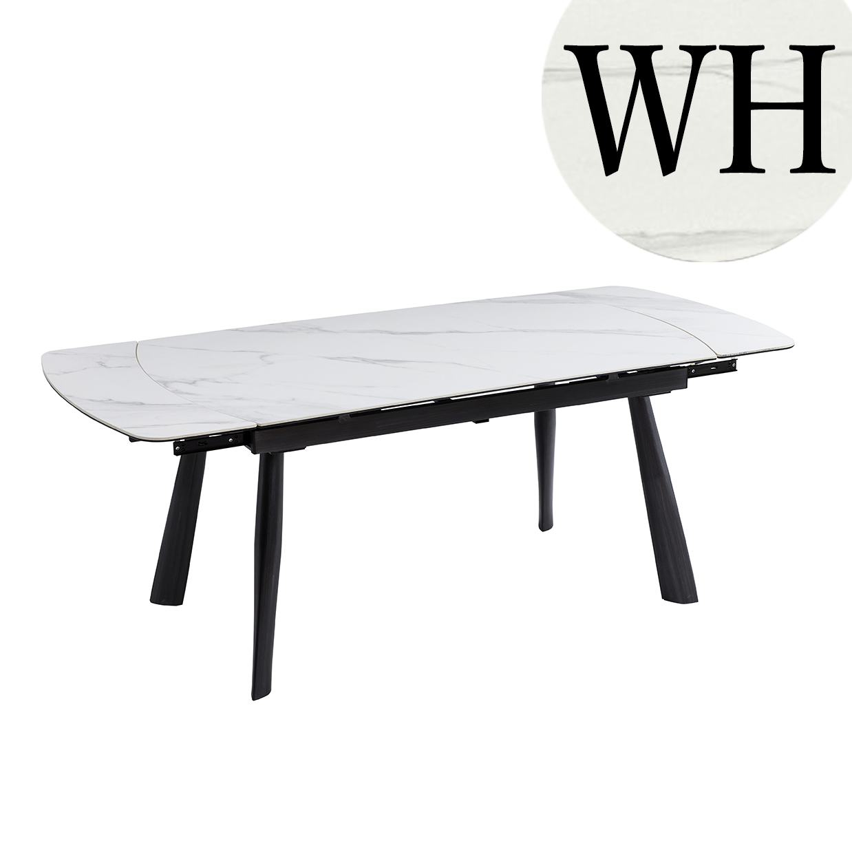 伸長式ダイニングテーブルセット4人掛け (Milano2 WH、PerlaⅡ)