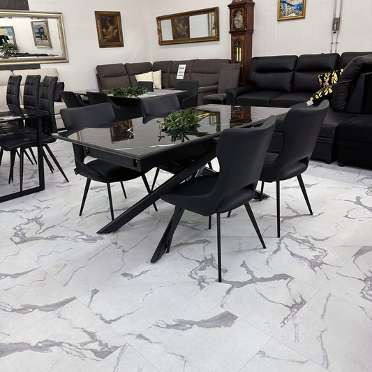 伸長式ダイニングテーブルセット4人掛け (Milano3 BK、Luna2)