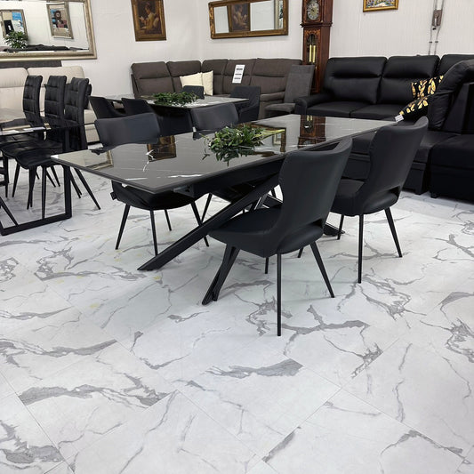 伸長式ダイニングテーブルセット4人掛け (Milano3 BK、Luna2)