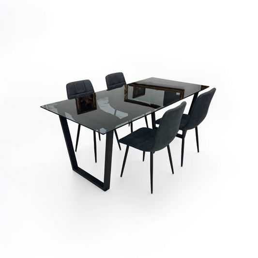 ダイニングテーブルセット4人掛け (Murano80 BK、PerlaⅡ)