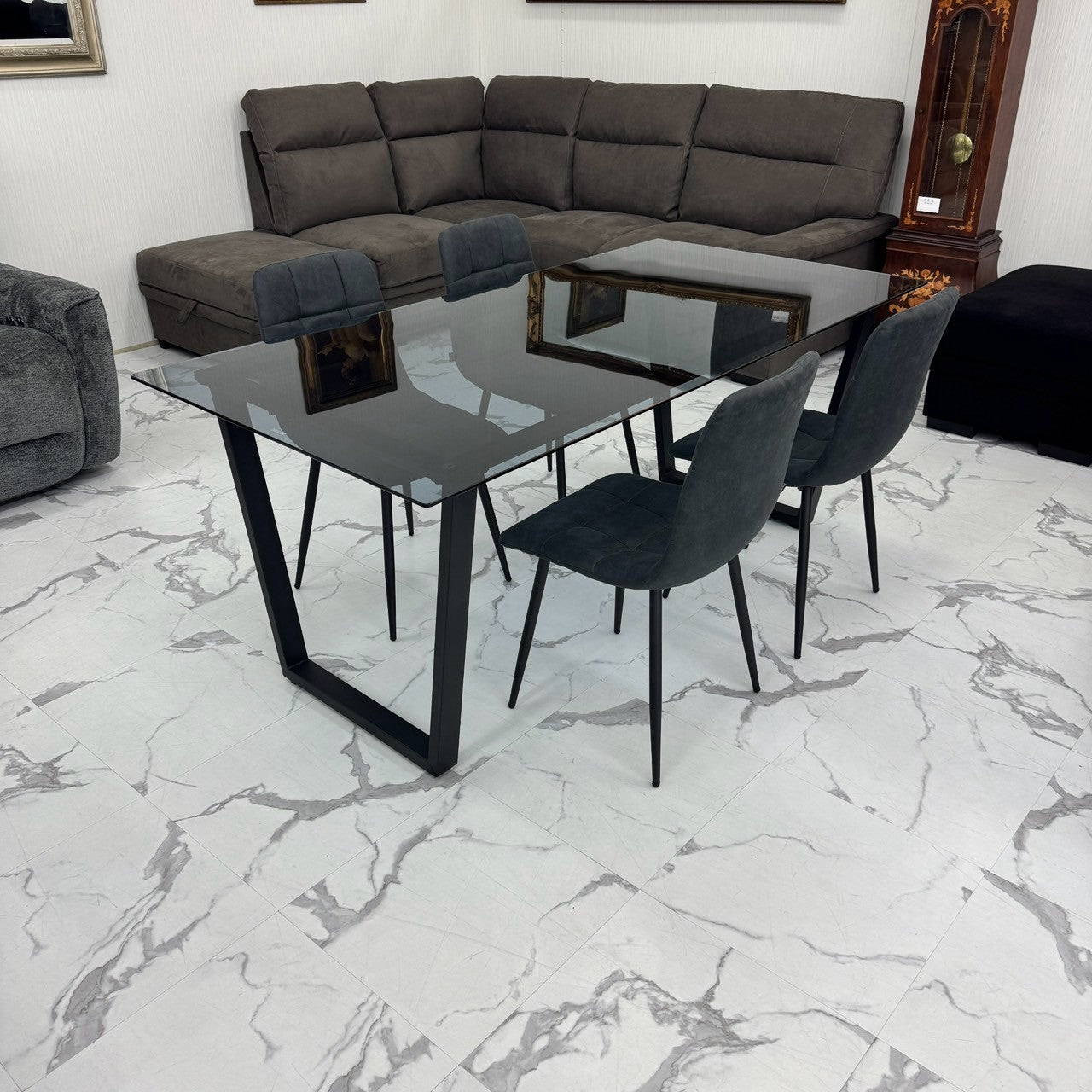 ダイニングテーブルセット4人掛け (Murano80 BK、PerlaⅡ)