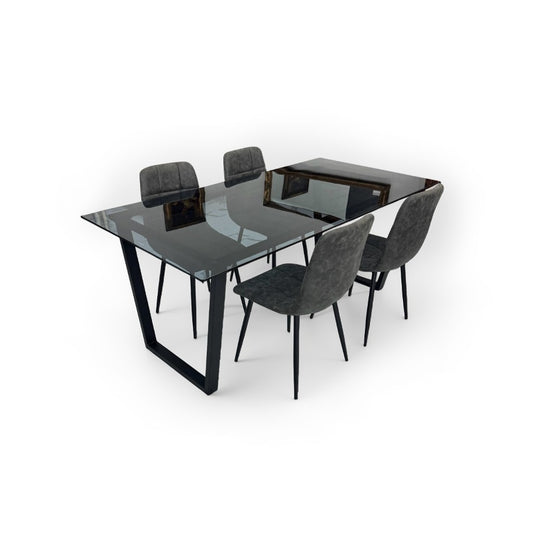 ダイニングテーブルセット4人掛け (Murano80 BK、PerlaⅡ)