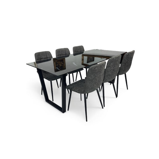 ダイニングテーブルセット6人掛け (Murano80 BK、PerlaⅡ)