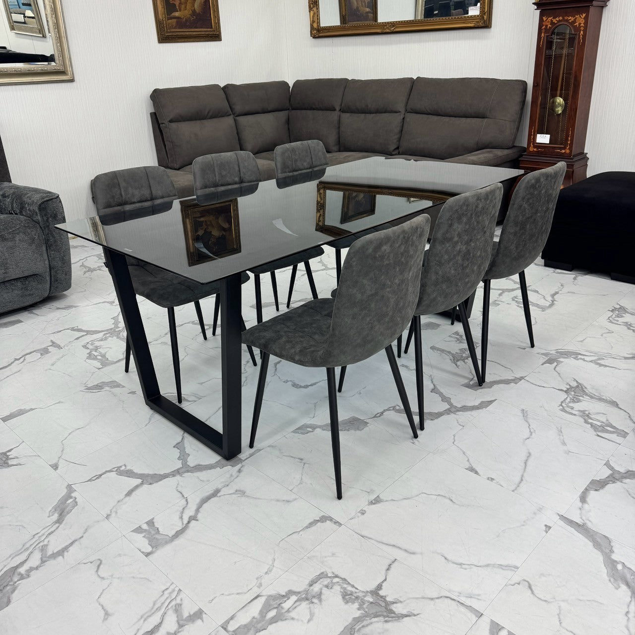ダイニングテーブルセット6人掛け (Murano80 BK、PerlaⅡ)