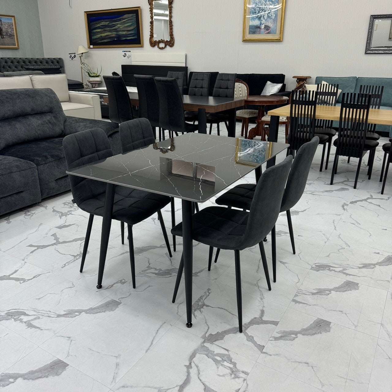 ダイニングテーブルセット4人掛け (Murano25 BK、PerlaⅡ)