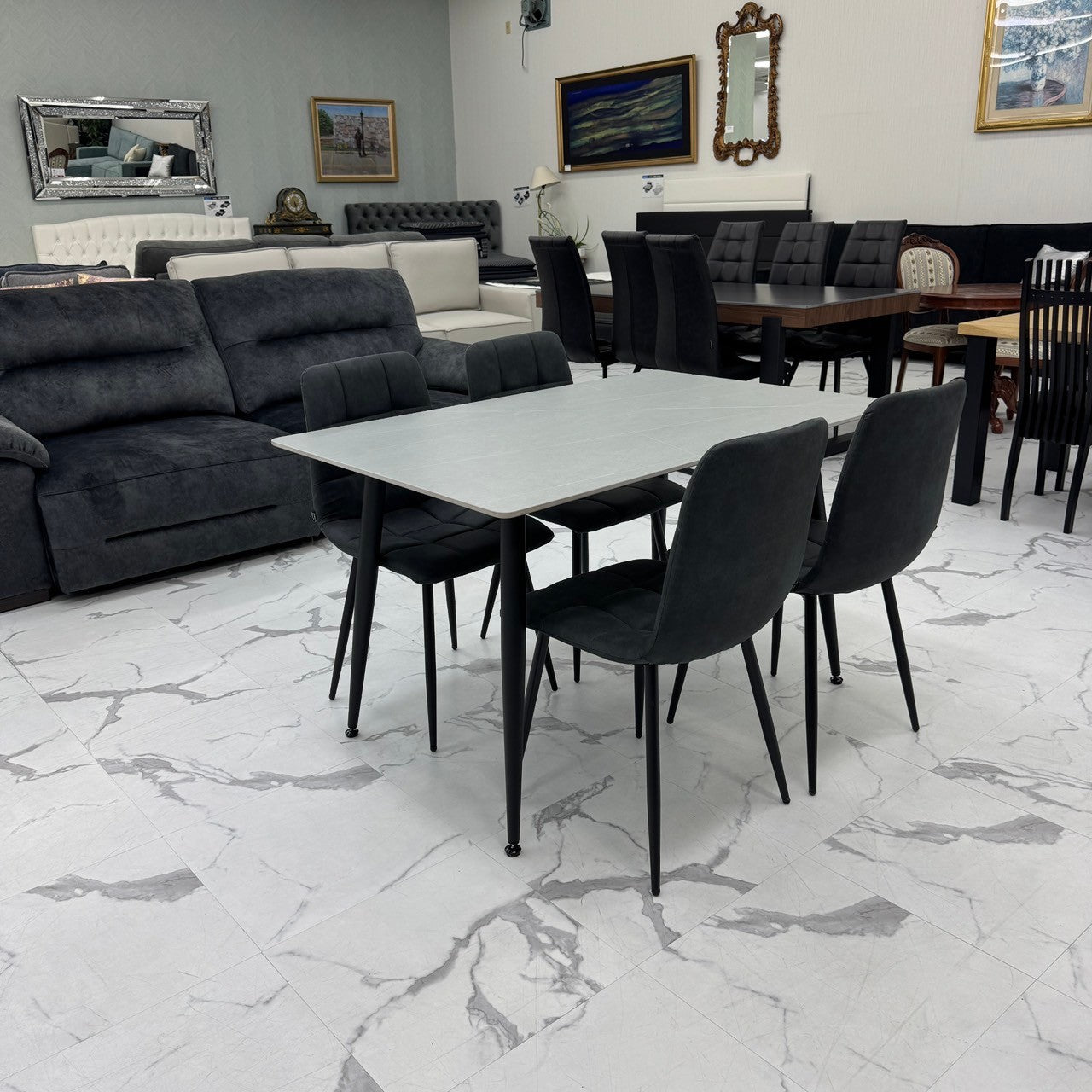 ダイニングテーブルセット4人掛け (Murano25 GRY、PerlaⅡ)