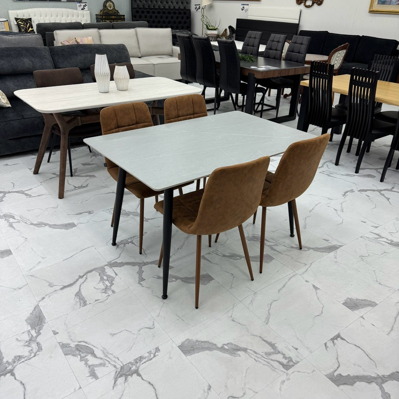 ダイニングテーブルセット4人掛け (Murano25 GRY、PerlaⅡ)