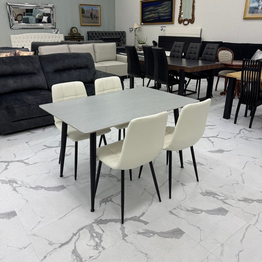 ダイニングテーブルセット4人掛け (Murano25 GRY、PerlaⅡ)