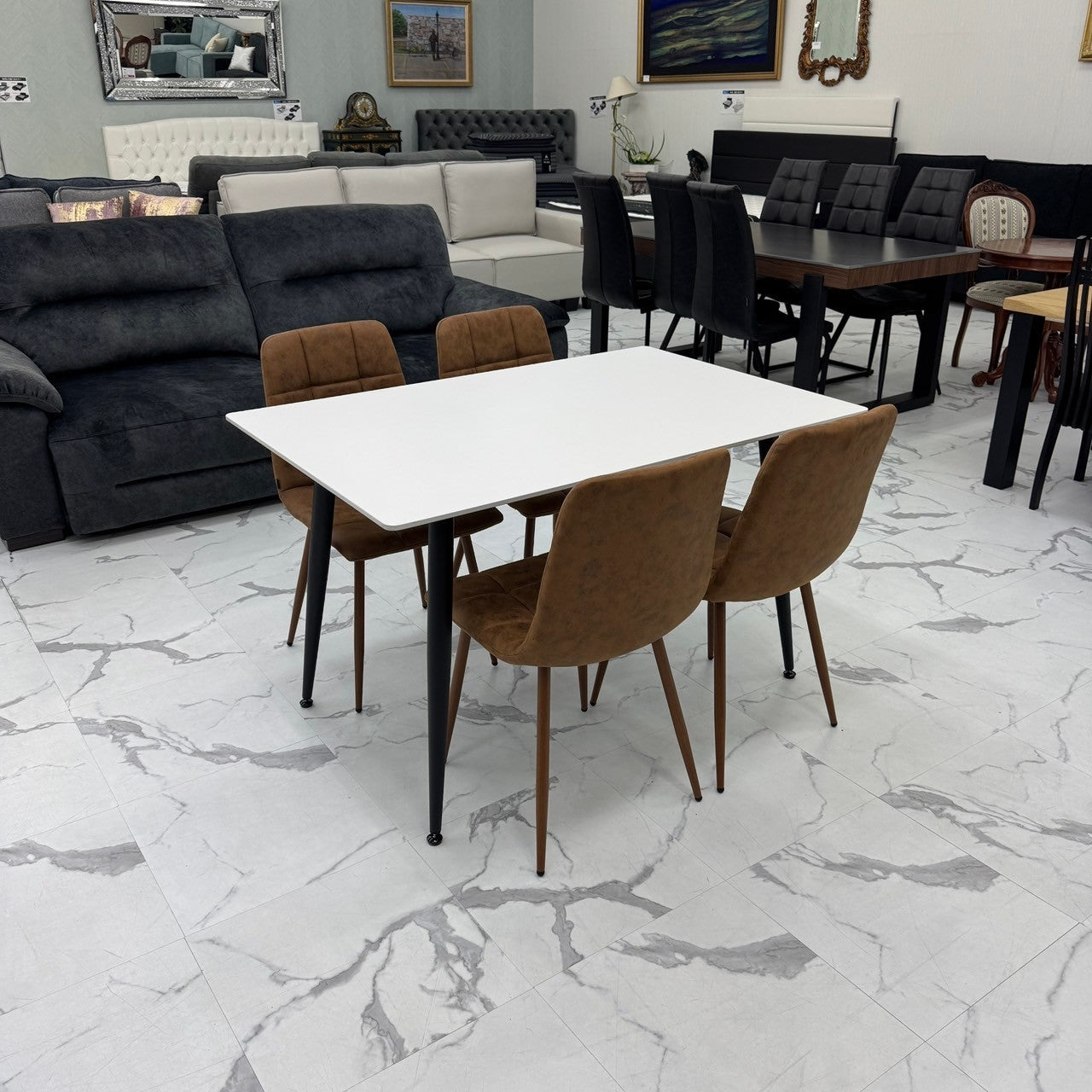 ダイニングテーブルセット4人掛け (Murano25 WH、PerlaⅡ)