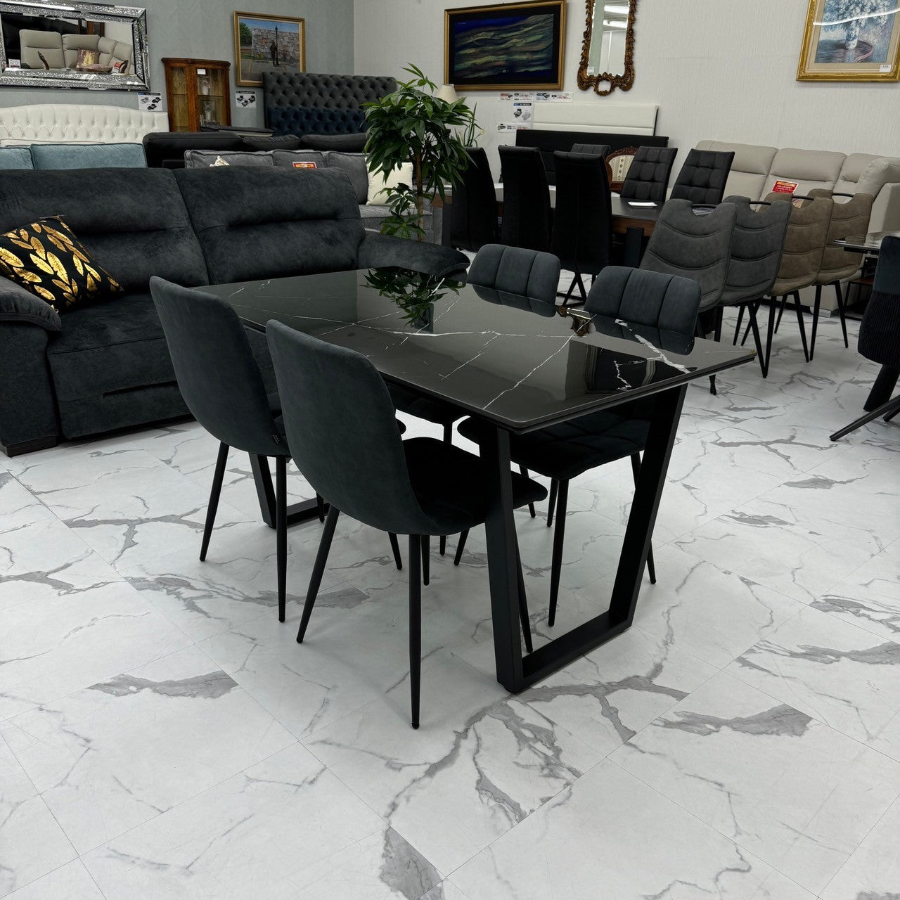 ダイニングテーブルセット4人掛け (MuranoⅢ 135 BK、PerlaⅡ)