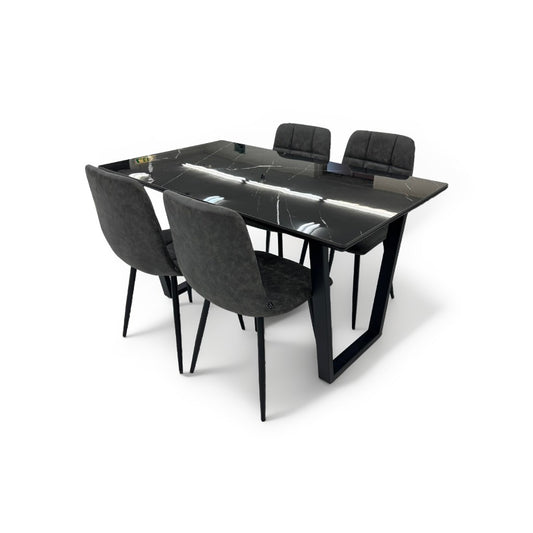 ダイニングテーブルセット4人掛け (MuranoⅢ 135 BK、PerlaⅡ)