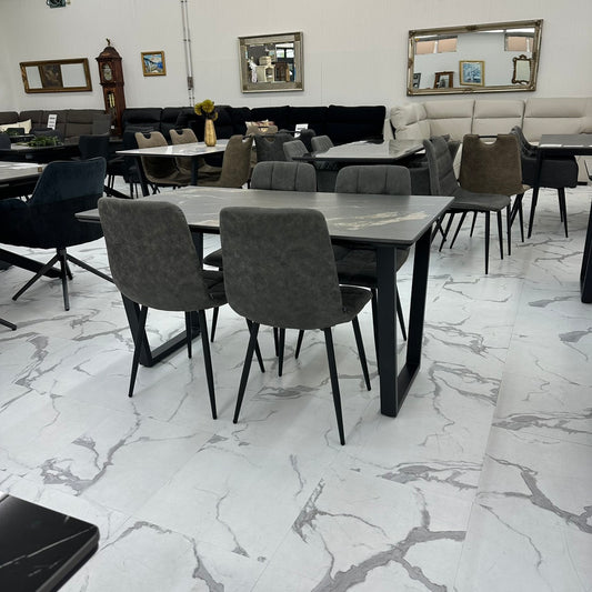 ダイニングテーブルセット4人掛け (MuranoⅢ 135 GL、PerlaⅡ)