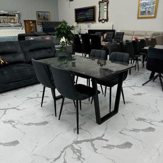 ダイニングテーブルセット4人掛け (MuranoⅢ 135 BR、PerlaⅡ)