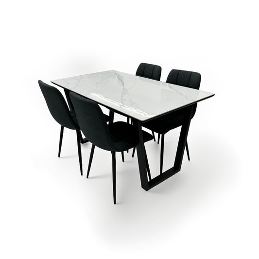 ダイニングテーブルセット4人掛け (MuranoⅢ 135 WH、PerlaⅡ)