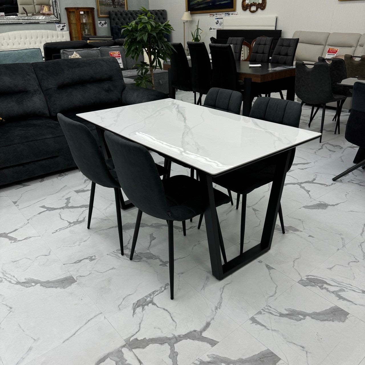 ダイニングテーブルセット4人掛け (MuranoⅢ 135 WH、PerlaⅡ)
