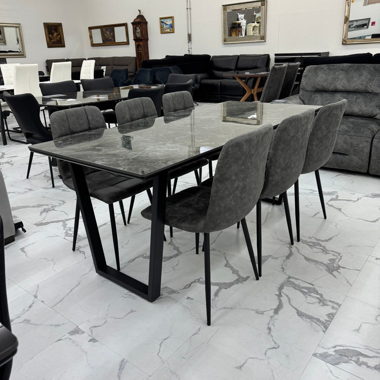 ダイニングテーブルセット6人掛け (MuranoⅢ 180 BR、PerlaⅡ)