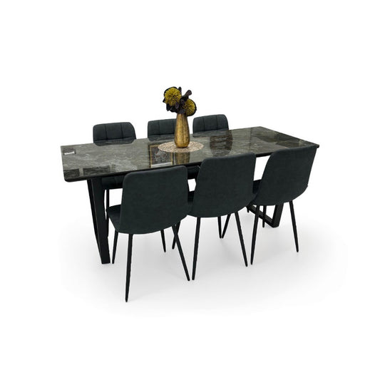 ダイニングテーブルセット6人掛け (MuranoⅢ 180 BR、PerlaⅡ)