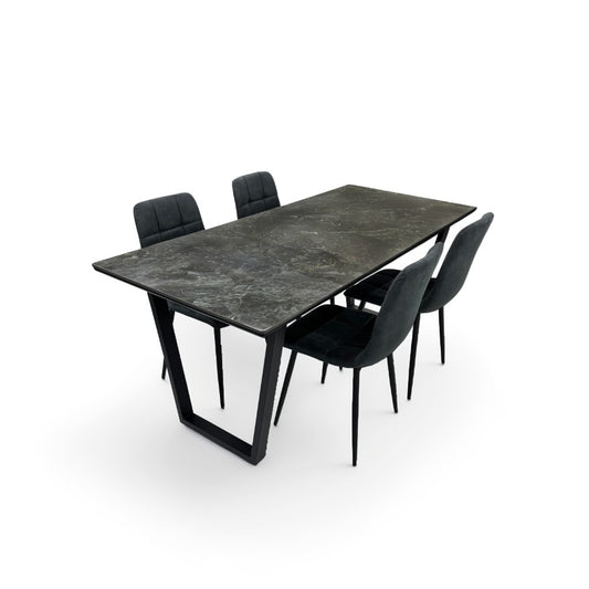 ダイニングテーブルセット4人掛け (MuranoⅢ 180 BR、PerlaⅡ)