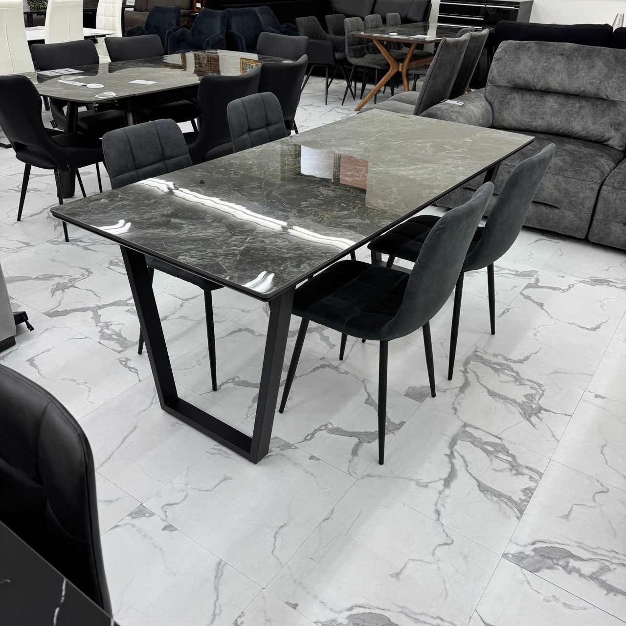 ダイニングテーブルセット4人掛け (MuranoⅢ 180 BR、PerlaⅡ)