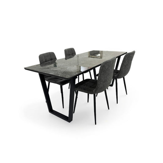 ダイニングテーブルセット4人掛け (MuranoⅢ 180 BR、PerlaⅡ)