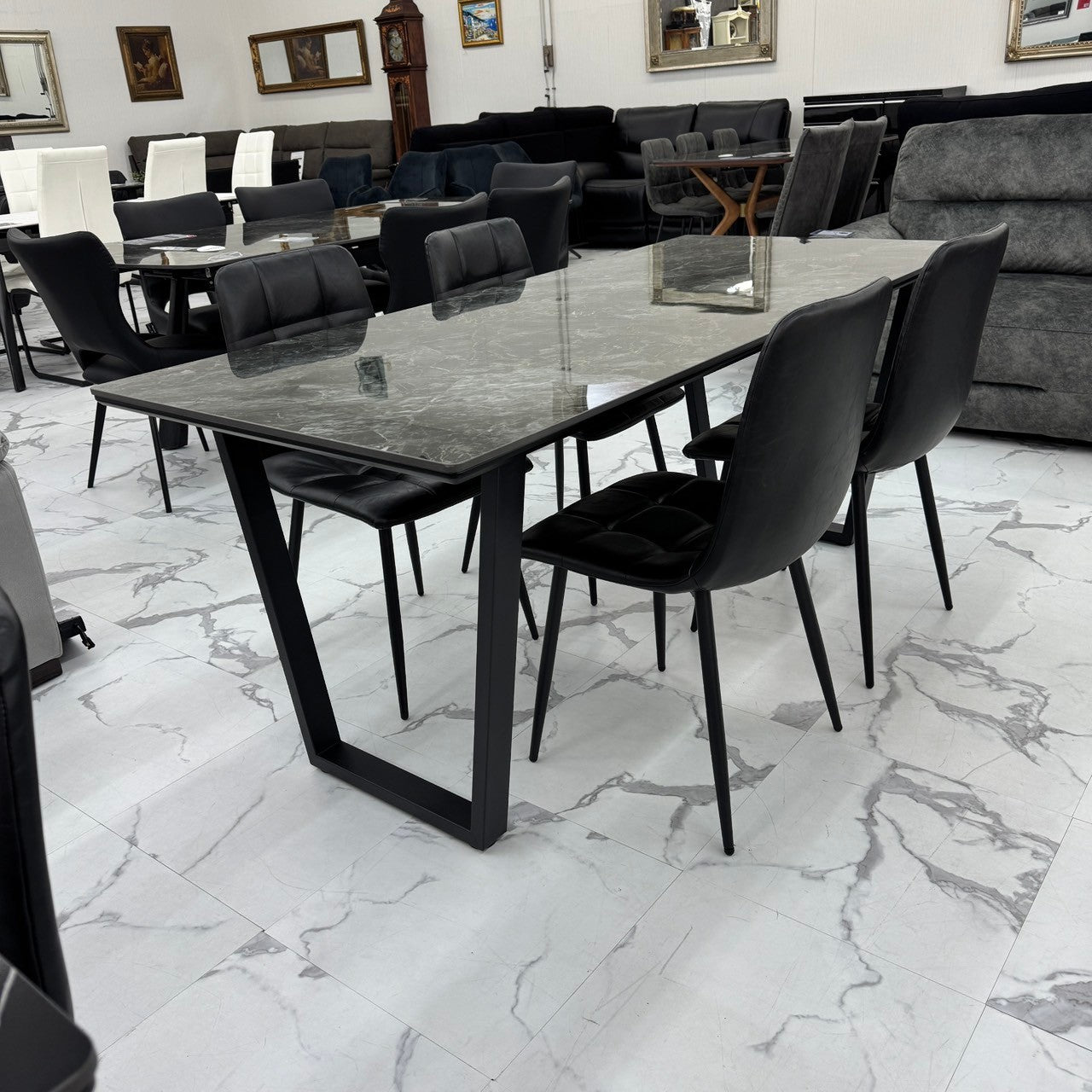 ダイニングテーブルセット4人掛け (MuranoⅢ 180 BR、PerlaⅡ)