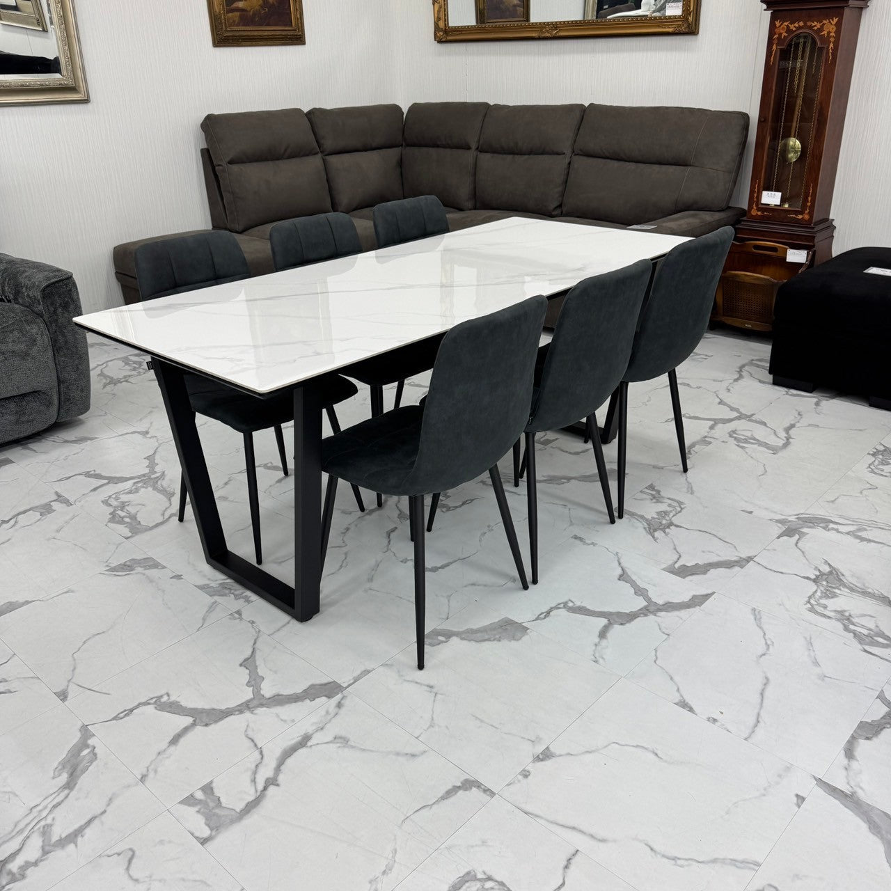 ダイニングテーブルセット6人掛け (MuranoⅢ 180 WH、PerlaⅡ)
