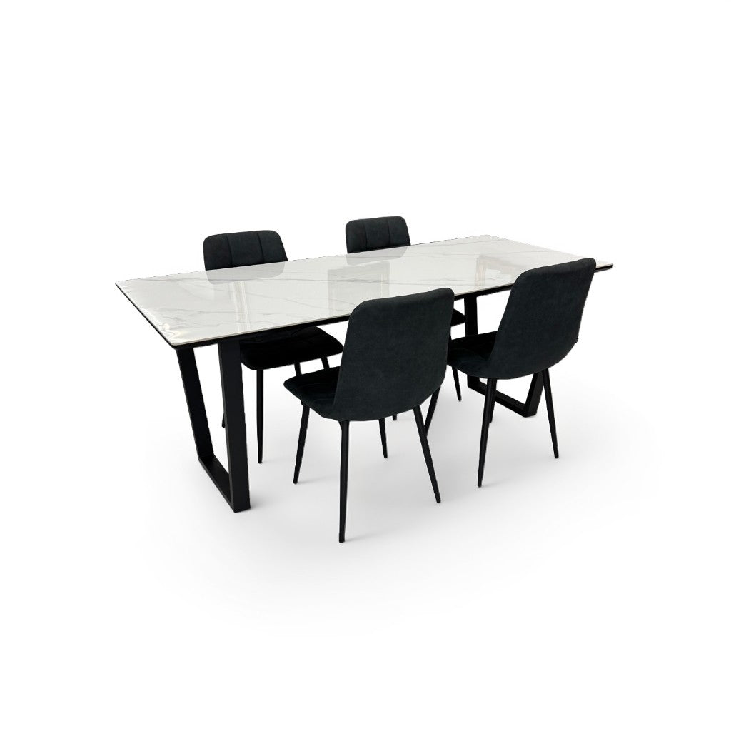 ダイニングテーブルセット4人掛け （MuranoⅢ 180 WH、PerlaⅡ