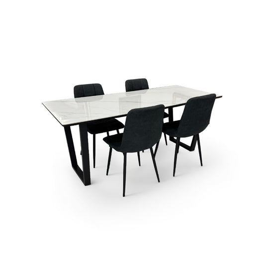 ダイニングテーブルセット4人掛け (MuranoⅢ 180 WH、PerlaⅡ)