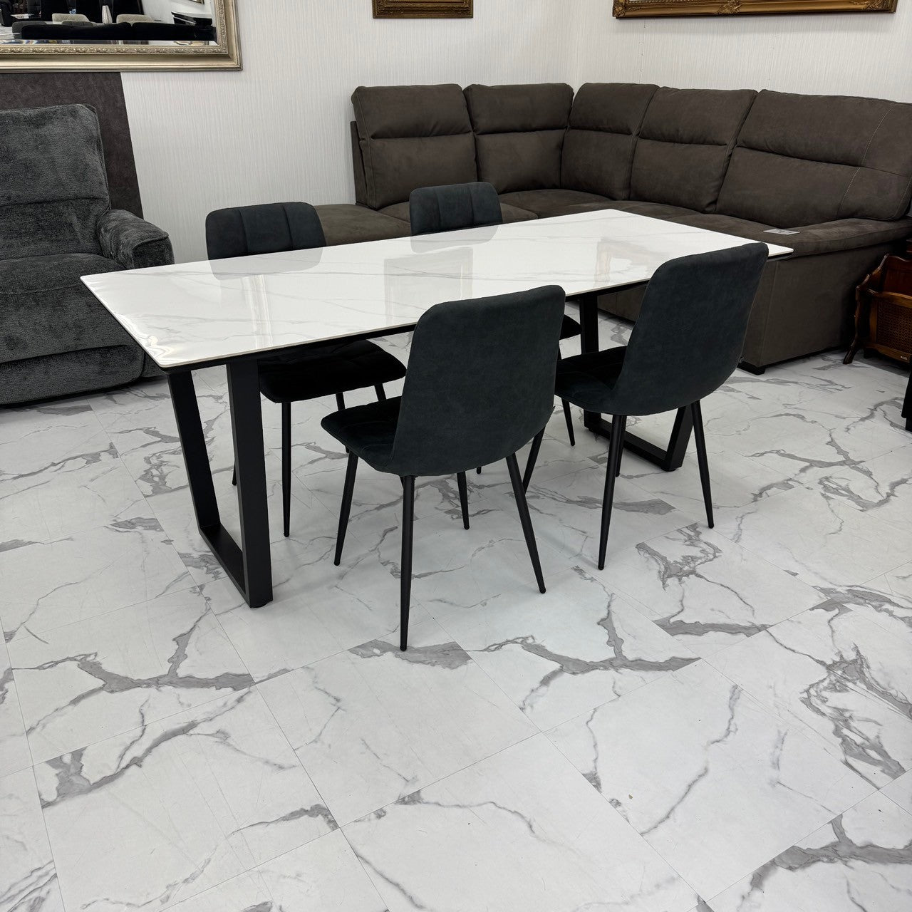 ダイニングテーブルセット4人掛け (MuranoⅢ 180 WH、PerlaⅡ)