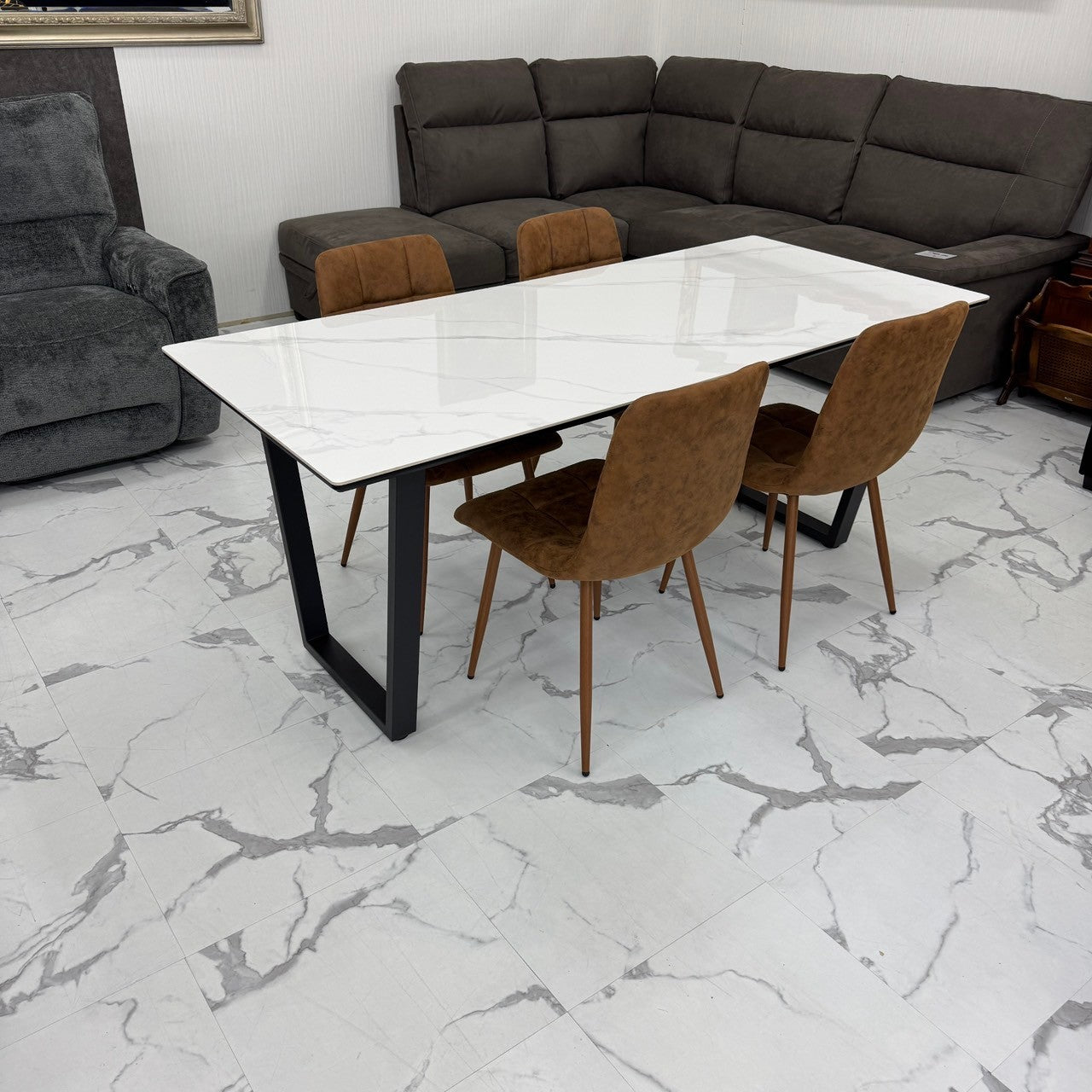 ダイニングテーブルセット4人掛け (MuranoⅢ 180 WH、PerlaⅡ)