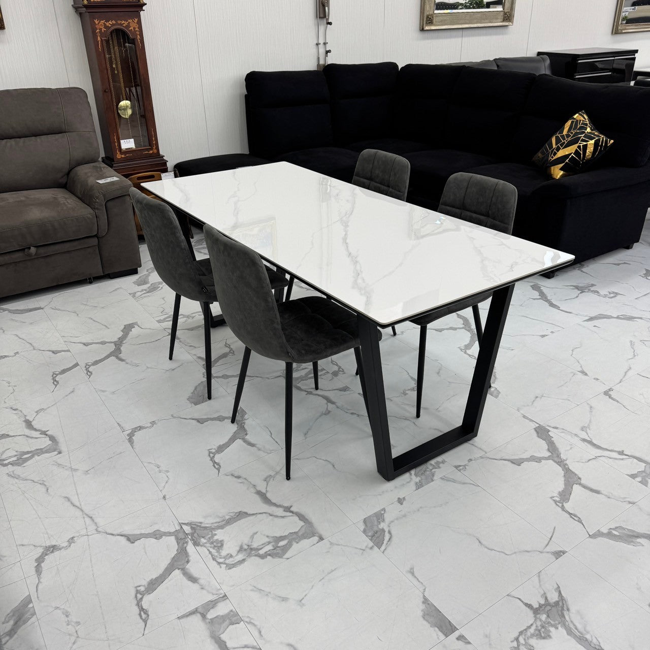 ダイニングテーブルセット4人掛け (MuranoⅢ 180 WH、PerlaⅡ)