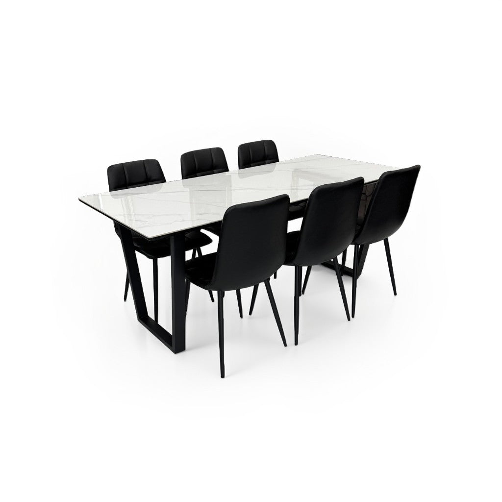 ダイニングテーブルセット6人掛け (MuranoⅢ 180 WH、PerlaⅡ)
