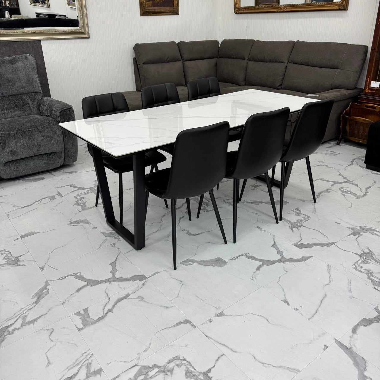ダイニングテーブルセット6人掛け (MuranoⅢ 180 WH、PerlaⅡ)