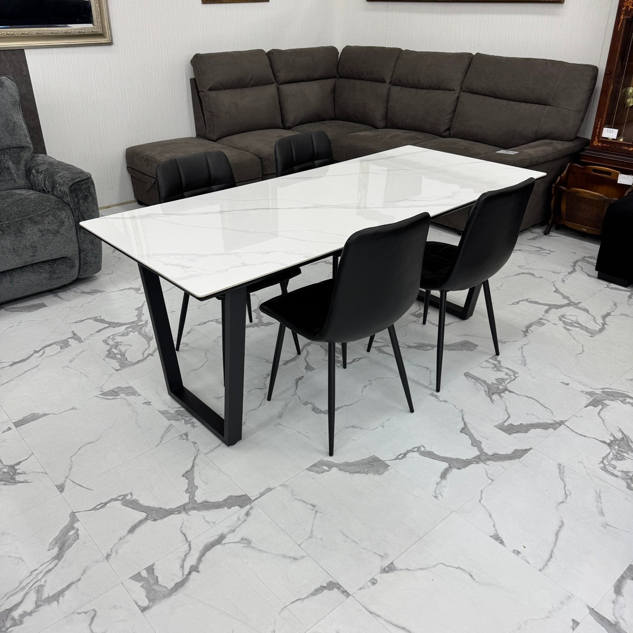 ダイニングテーブルセット4人掛け (MuranoⅢ 180 WH、PerlaⅡ)