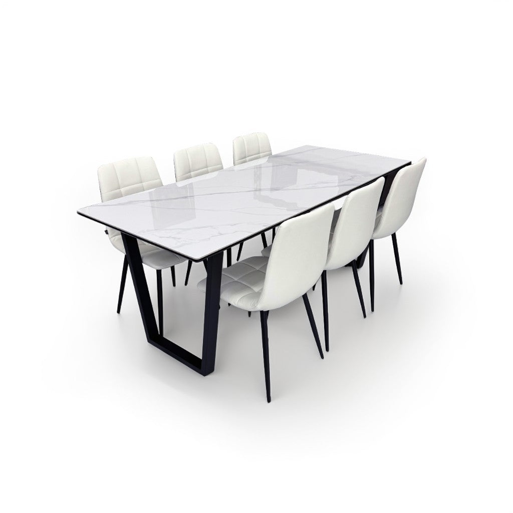 ダイニングテーブルセット6人掛け (MuranoⅢ 180 WH、PerlaⅡ)
