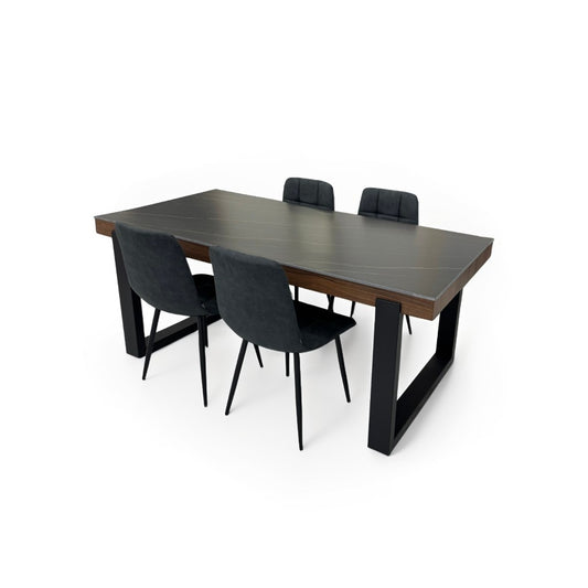 ダイニングテーブルセット4人掛け (Roma80 BK、PerlaⅡ)