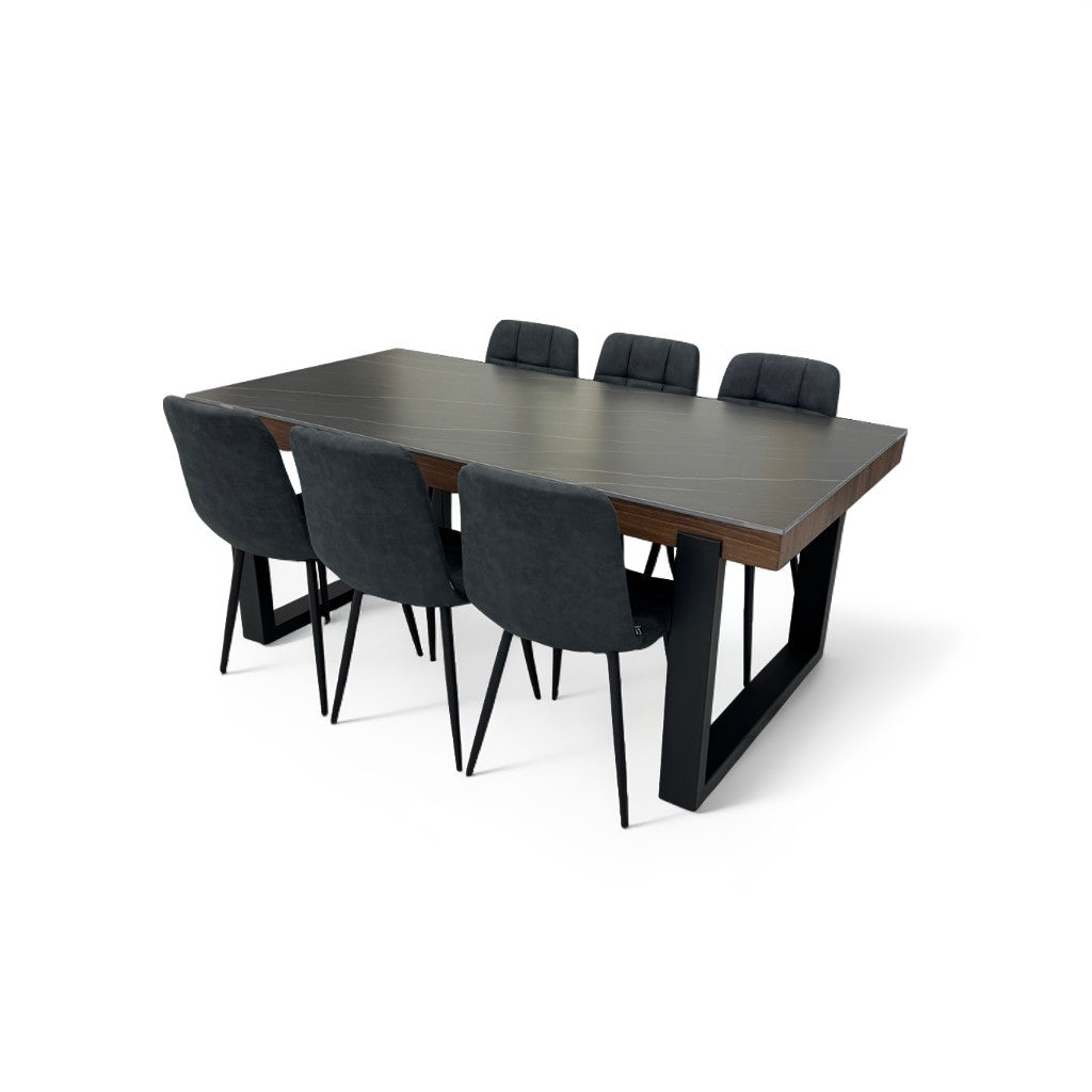 ダイニングテーブルセット6人掛け (Roma 180 BK、PerlaⅡ)