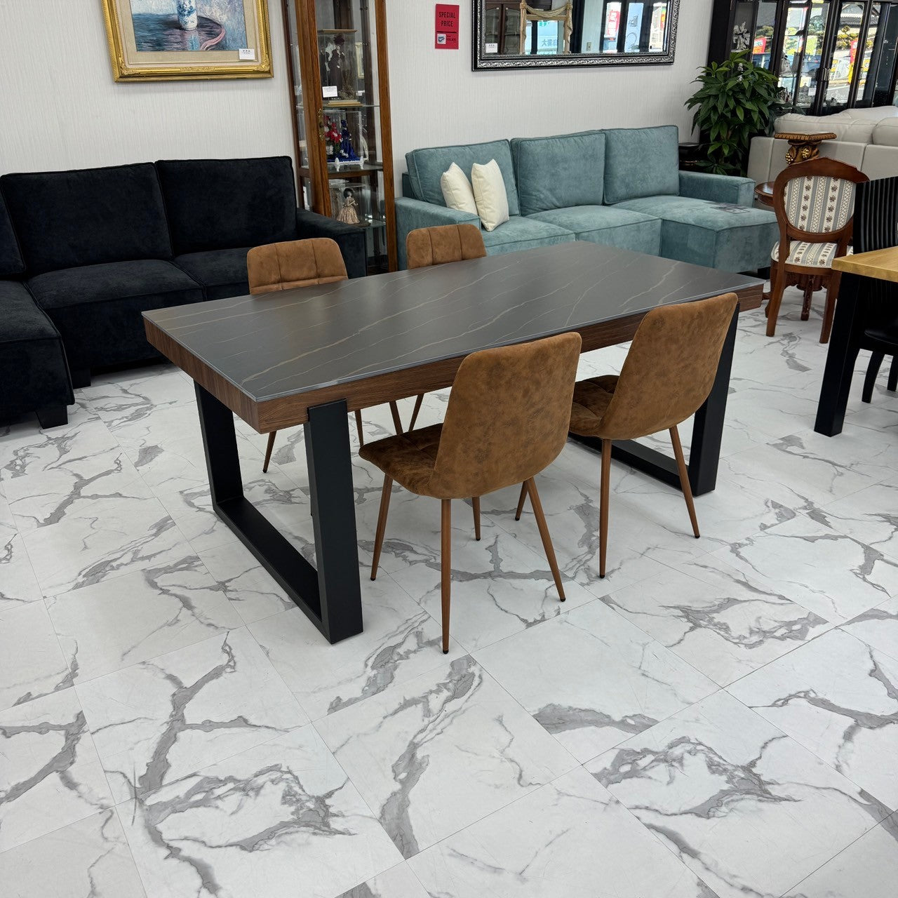 ダイニングテーブルセット4人掛け (Roma80 BK、PerlaⅡ)
