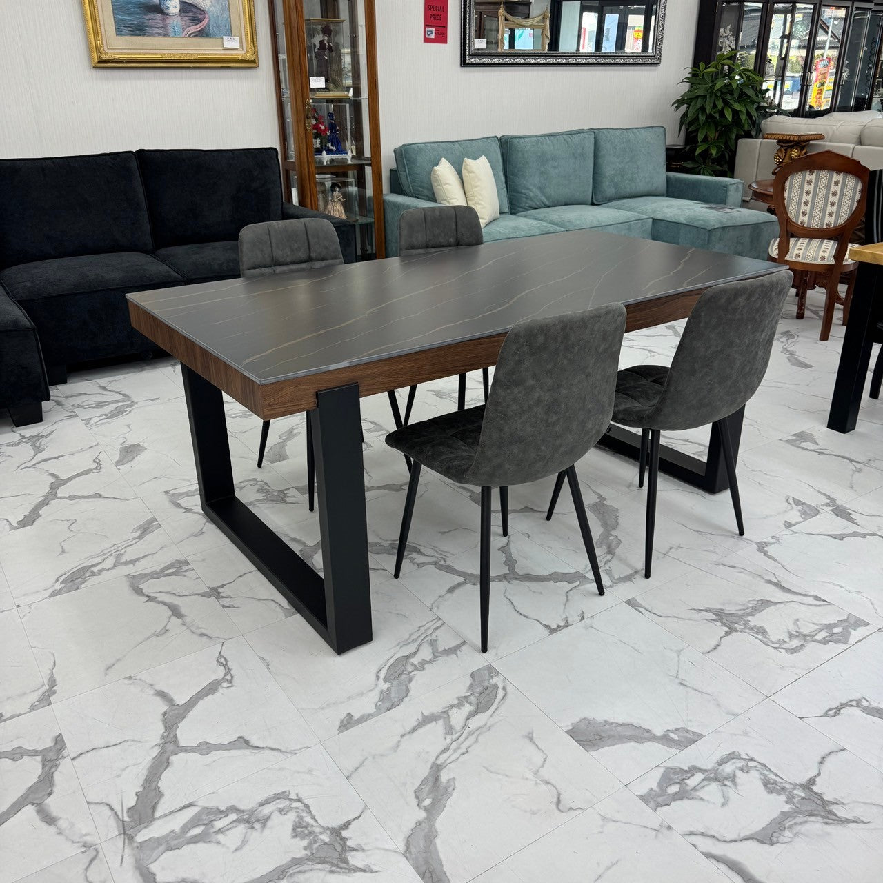 ダイニングテーブルセット4人掛け (Roma80 BK、PerlaⅡ)