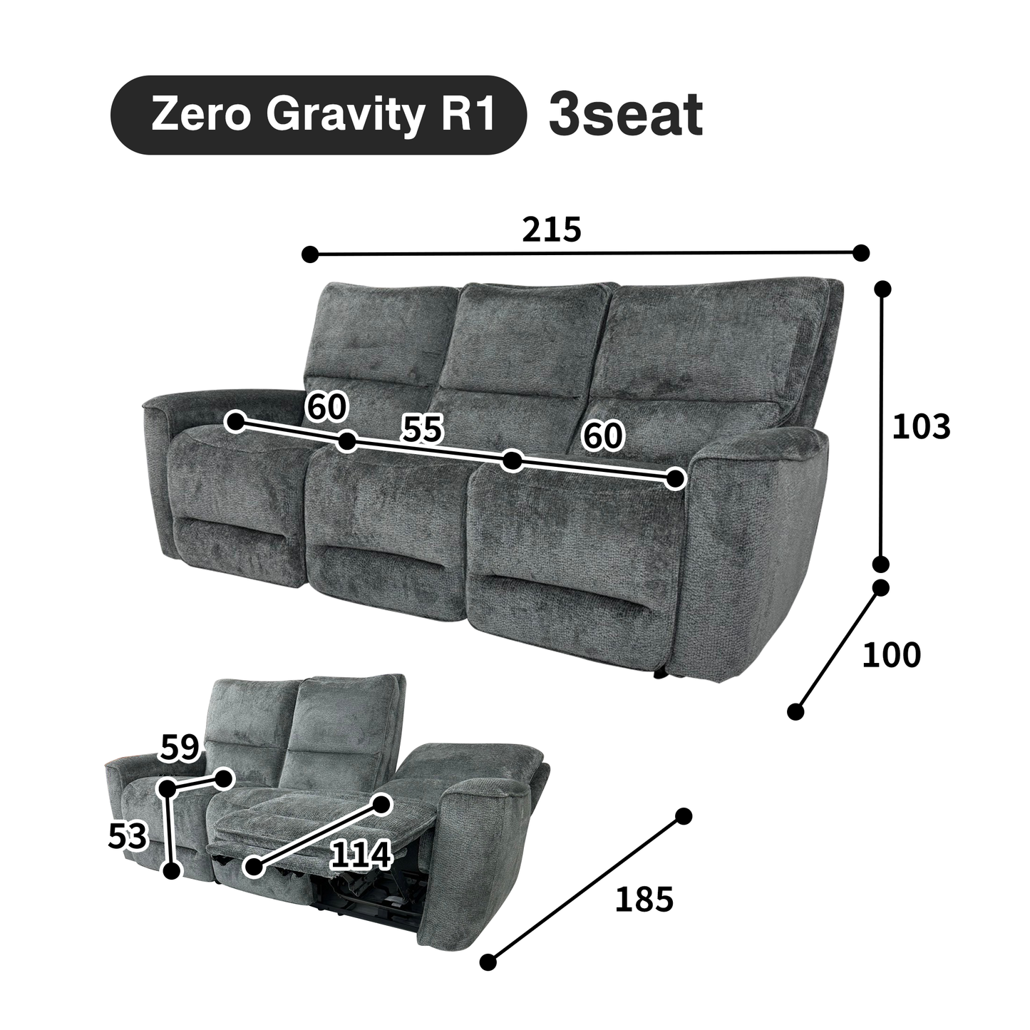 Electric reclining sofa Zero Gravity R1 3seat